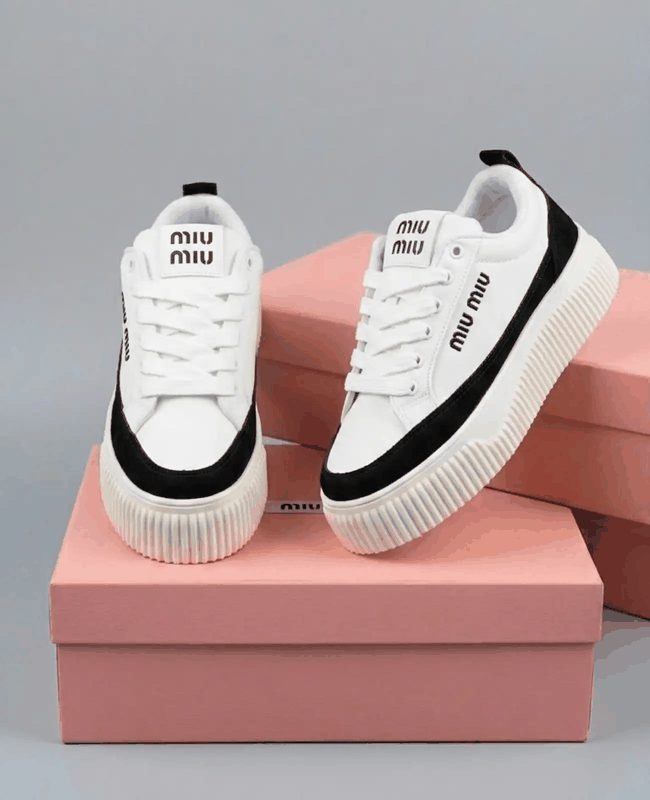 TÊNIS MIU MIU - BCO/PTO/CREME
