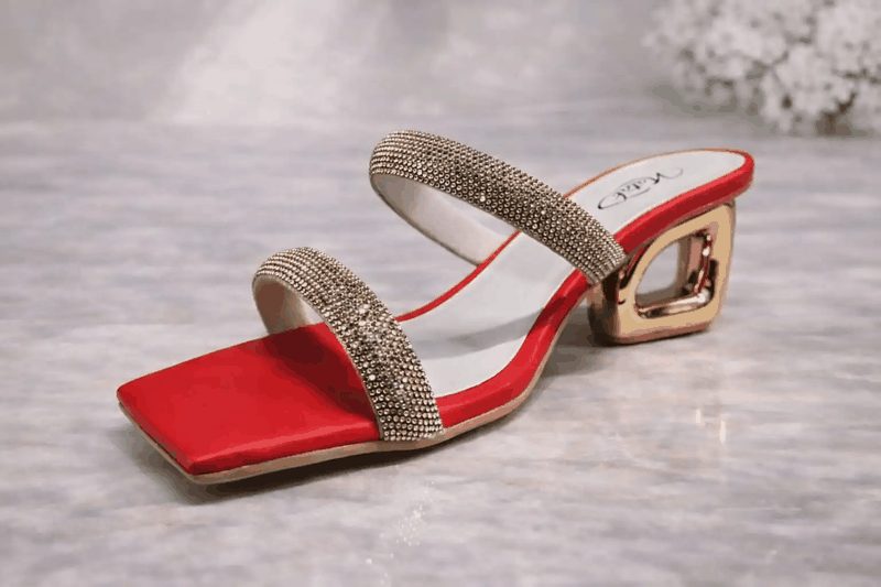 SANDÁLIA SALTO STRASS - VERMELHA