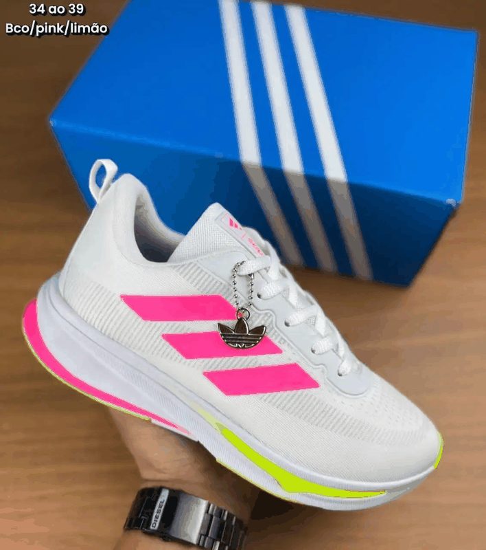 ADIDAS ONIX - BCO/ROSA/VEDE LIMÃO