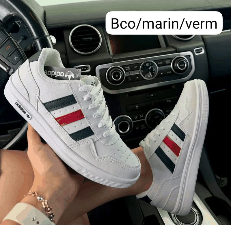TENIS ADIDAS CASUAL - BRANCO/VERM/AZUL