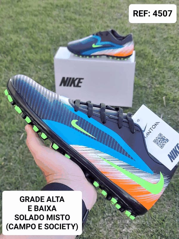 NIKE PHANTON TRAVA MISTA - PTO/AZ/VERDE