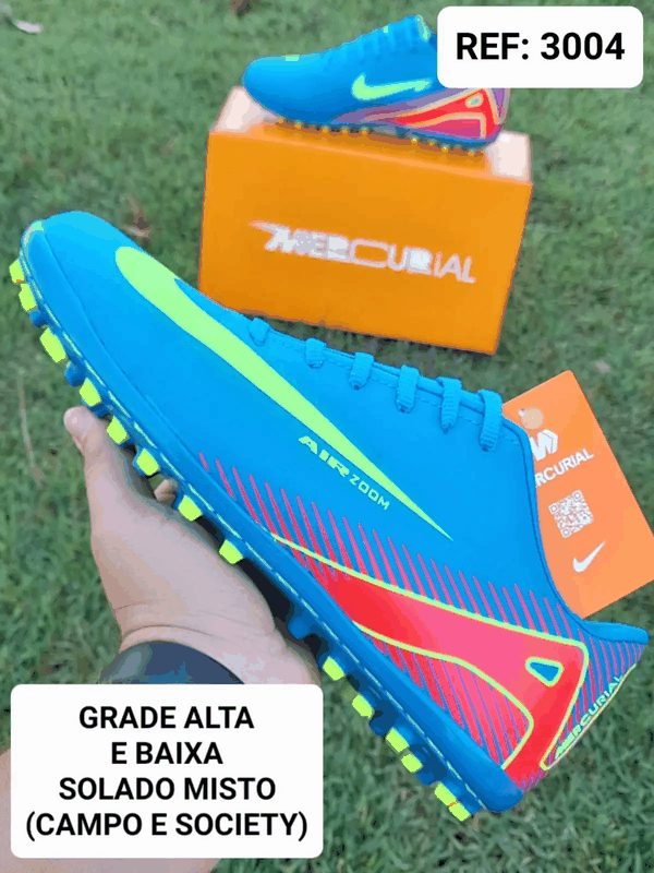 NIKE MERCURIAL TRAVA MISTA - AZUL/VERDE