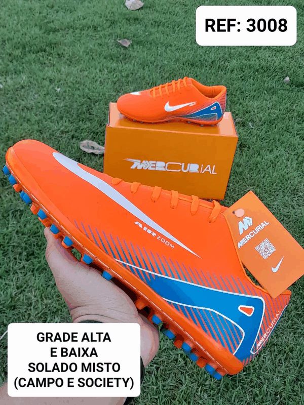 NIKE MERCURIAL TRAVA MISTA - LARANJA/AZUL