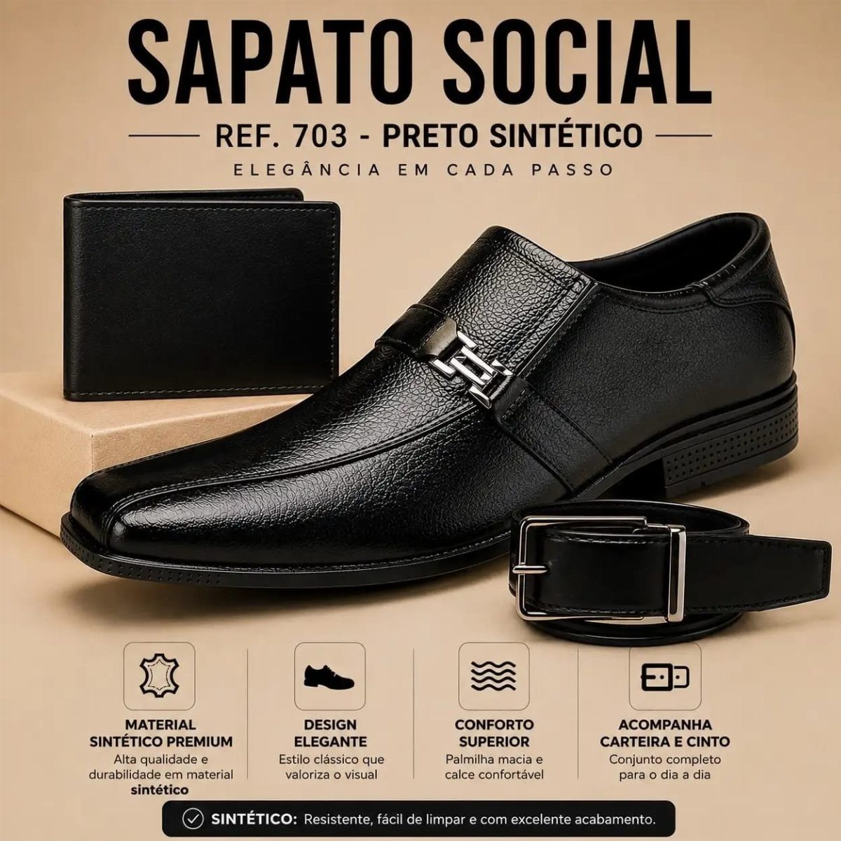 KIT SAPATO SOCIAL 705 - PRETO