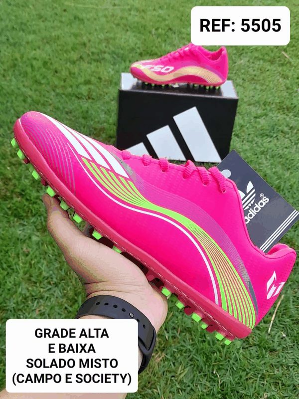 ADIDAS F50 TRAVA MISTA - ROSA/VERDE LIM