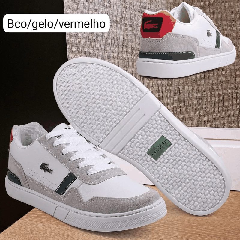 TENIS LACOSTE 902 - BRANCO/GELO/VERM