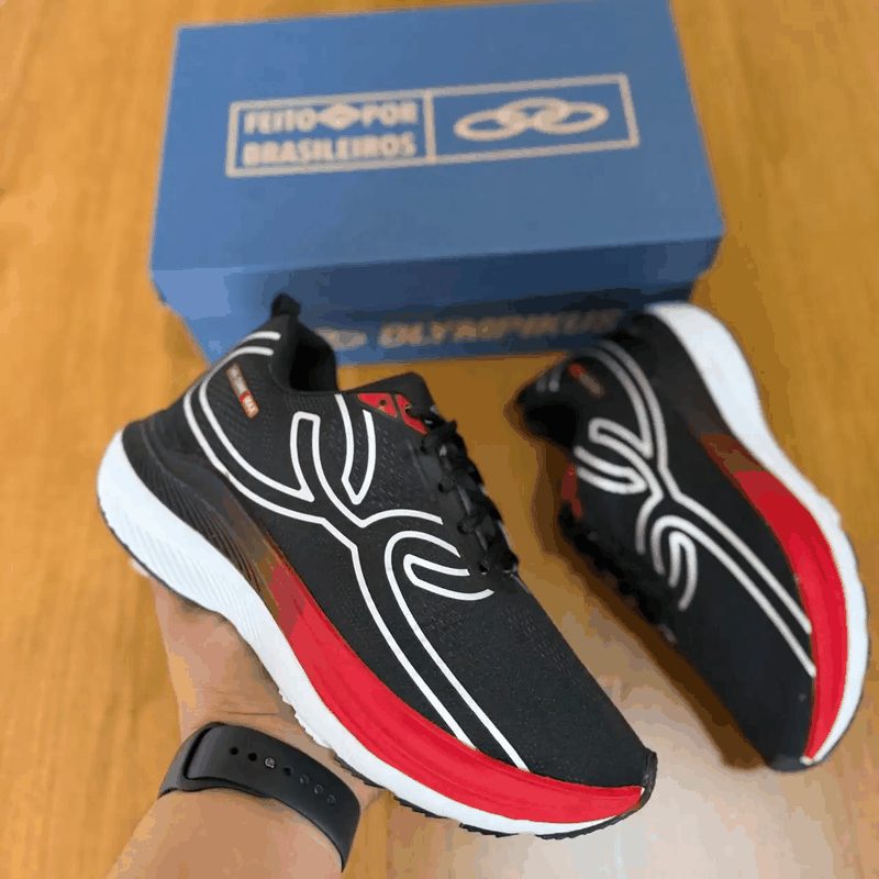 TENIS OLYMPIKUS CORRE - PRETO/VERMELHO/B