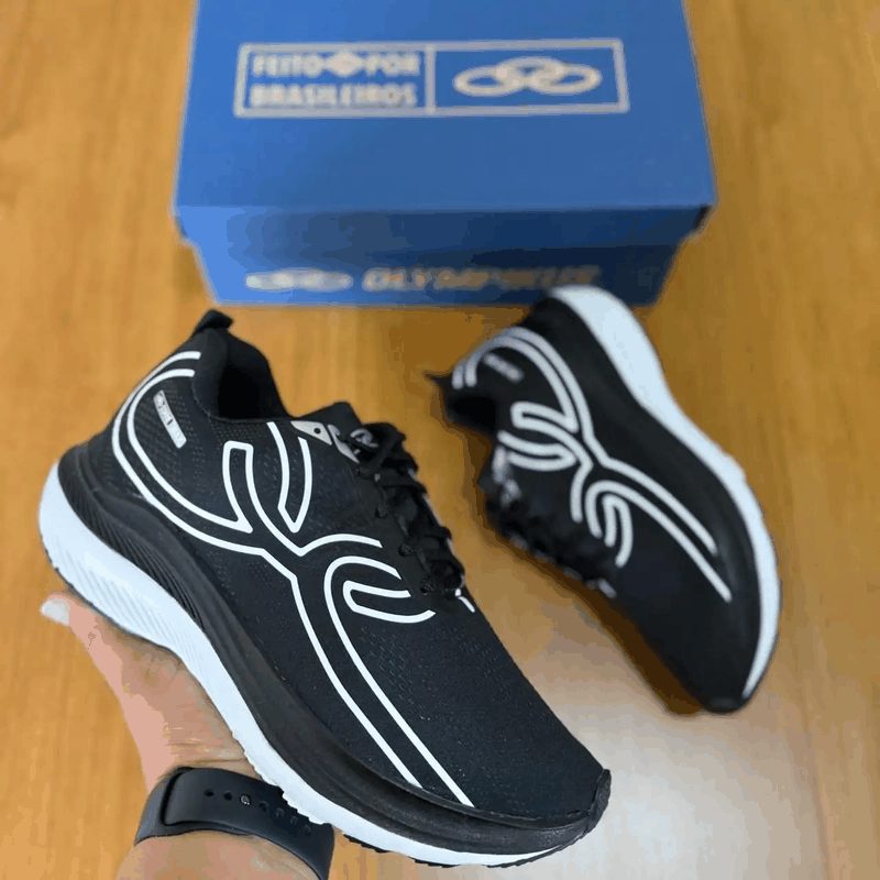 TENIS OLYMPIKUS CORRE - PRETO/BRANCO