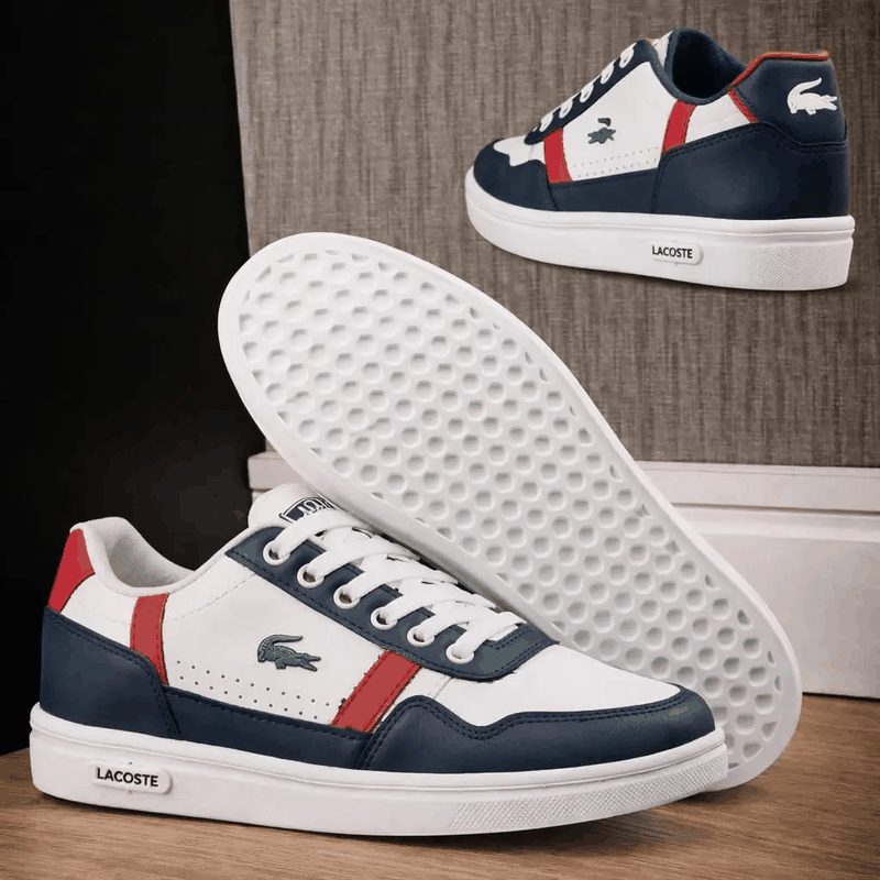 TENIS LACOSTE CASUAL - BRANCO/AZUL/VERM
