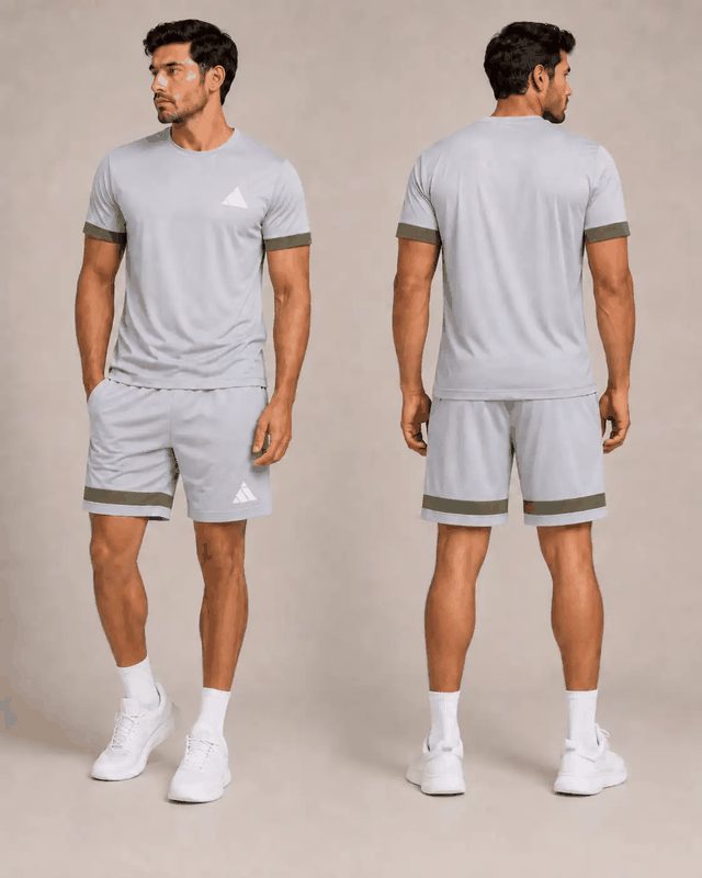 KIT DRY-FIT ADIDAS - CINZA/VERDE