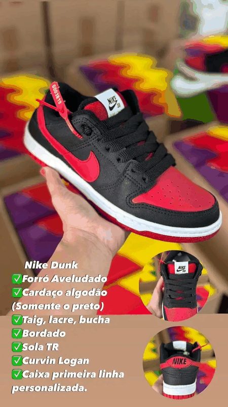 NIKE DUNK - PTO/VERMELHO