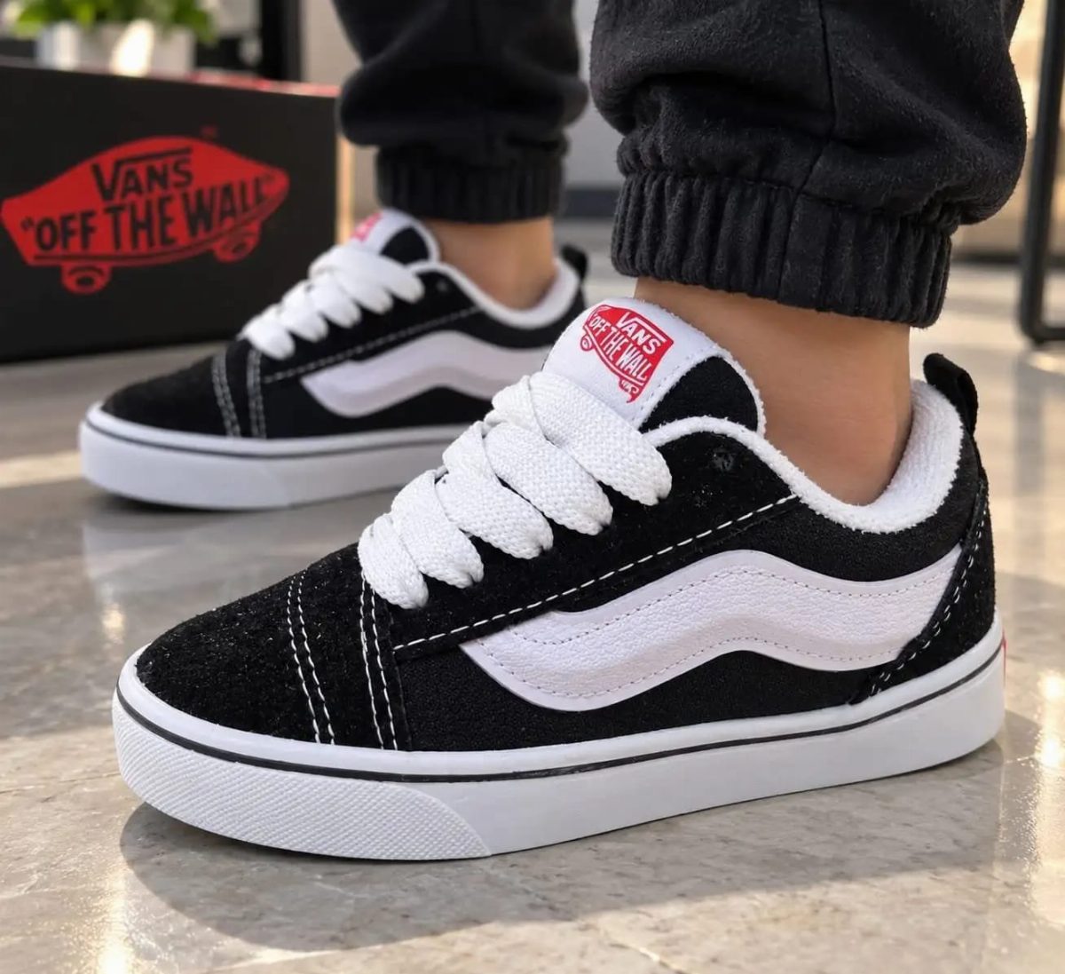 VANS KNU INFANTIL - PRETO/BRANCO