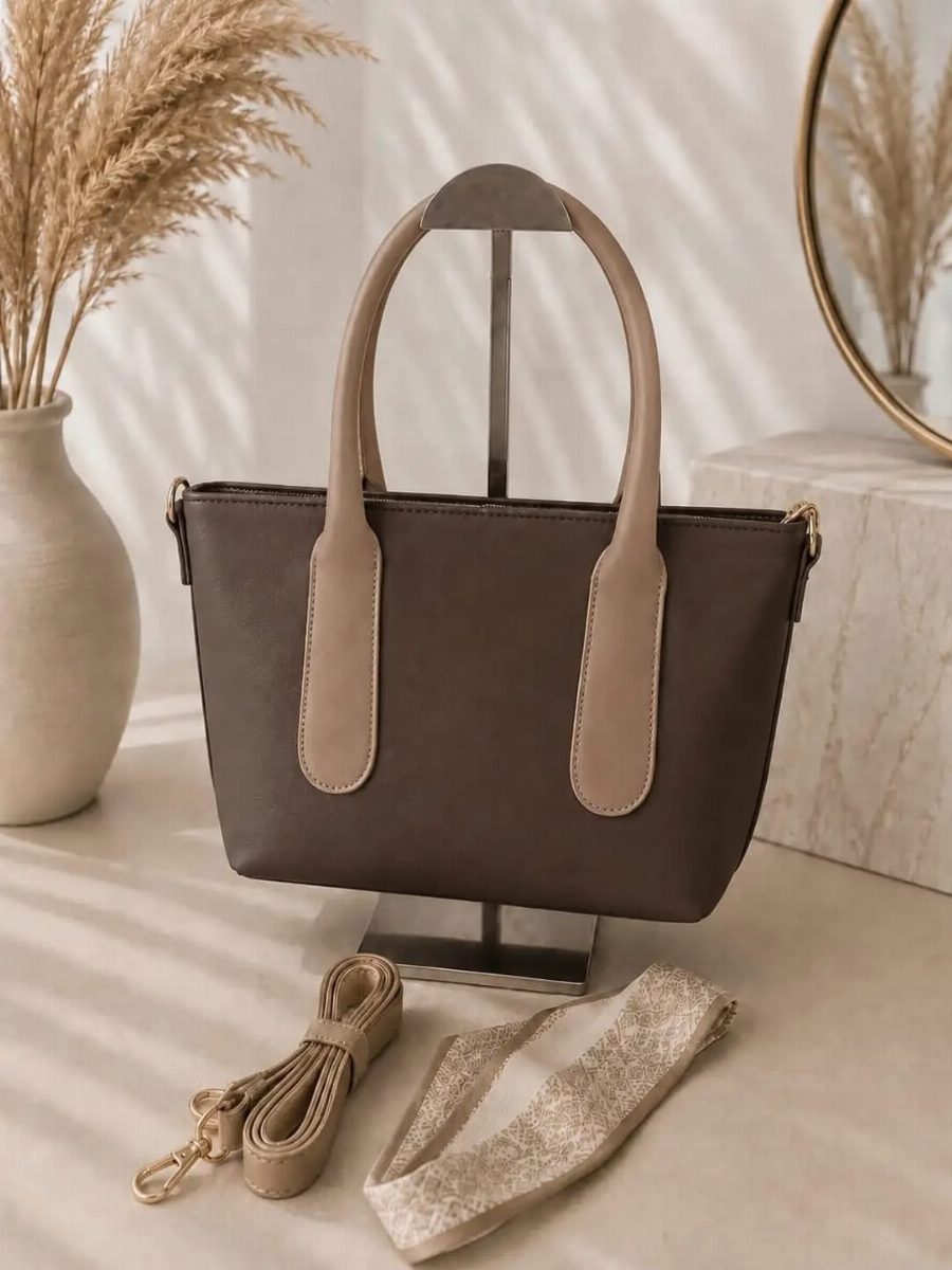 BOLSA FEMININA + ALÇA - CAFÉ
