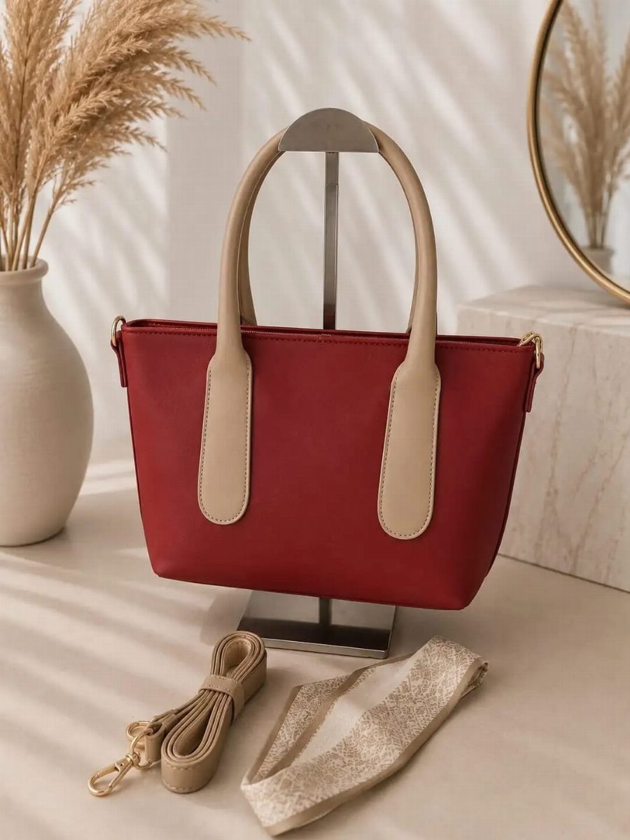 BOLSA FEMININA + ALÇA -VINHO
