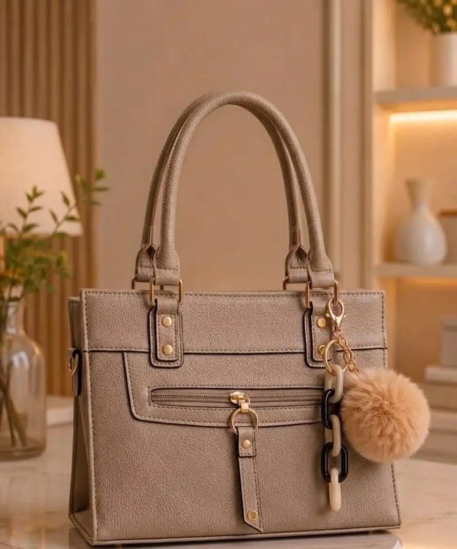 BOLSA FEMININA POMPOM - KHAKI