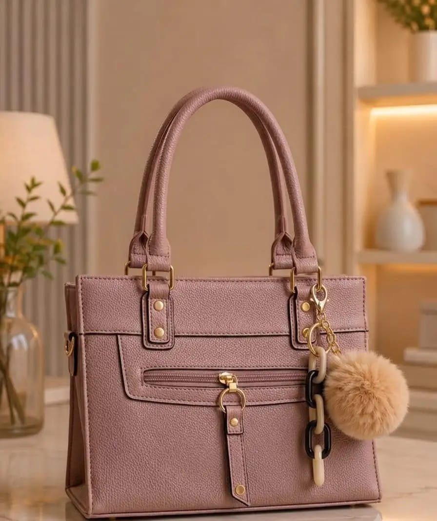 BOLSA FEMININA POMPOM - ROSA