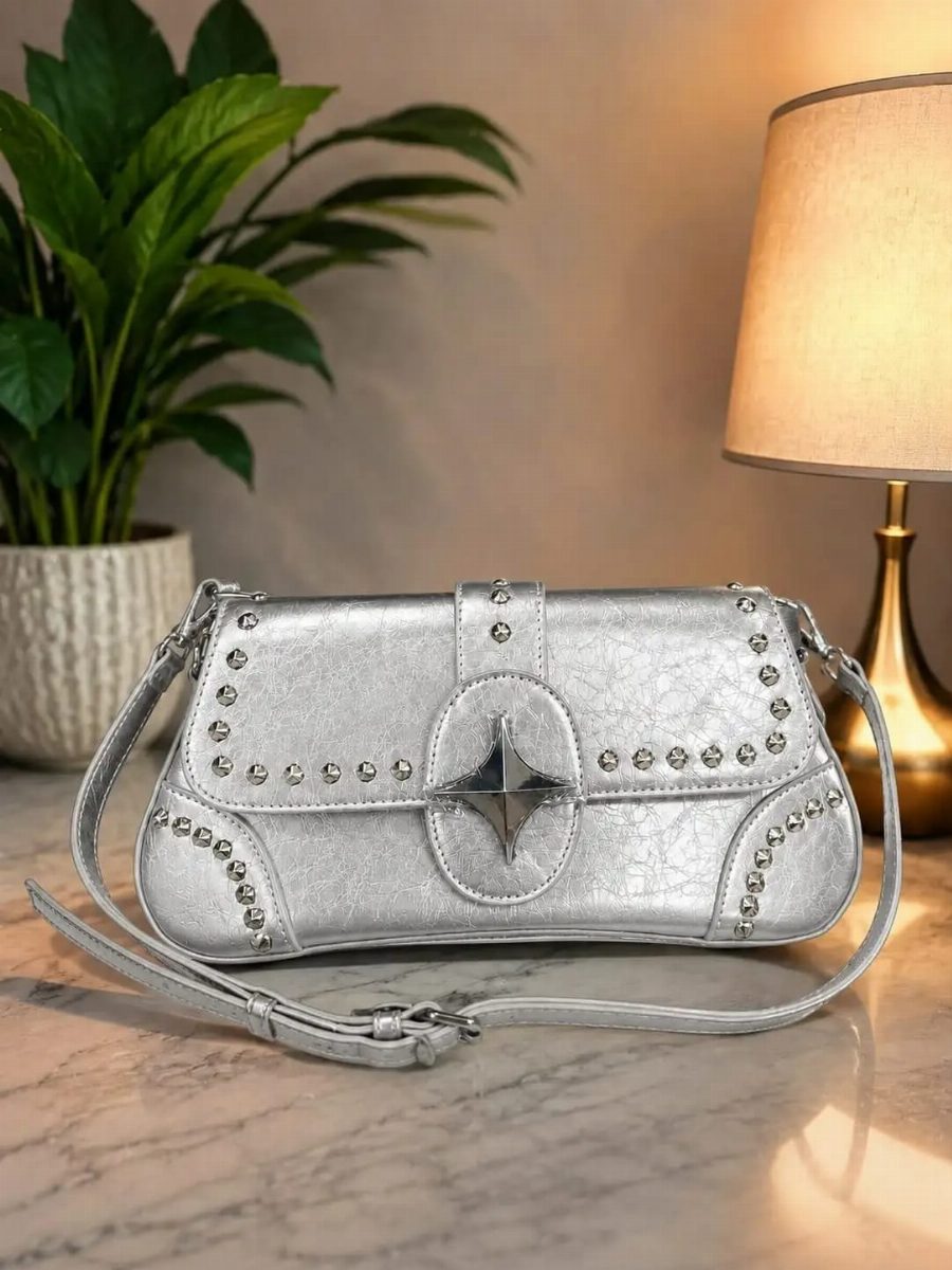 BOLSA FEMININA COURO - PRATA