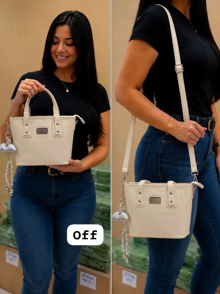 BOLSA FEMININA + ALÇA - OFF WHITE