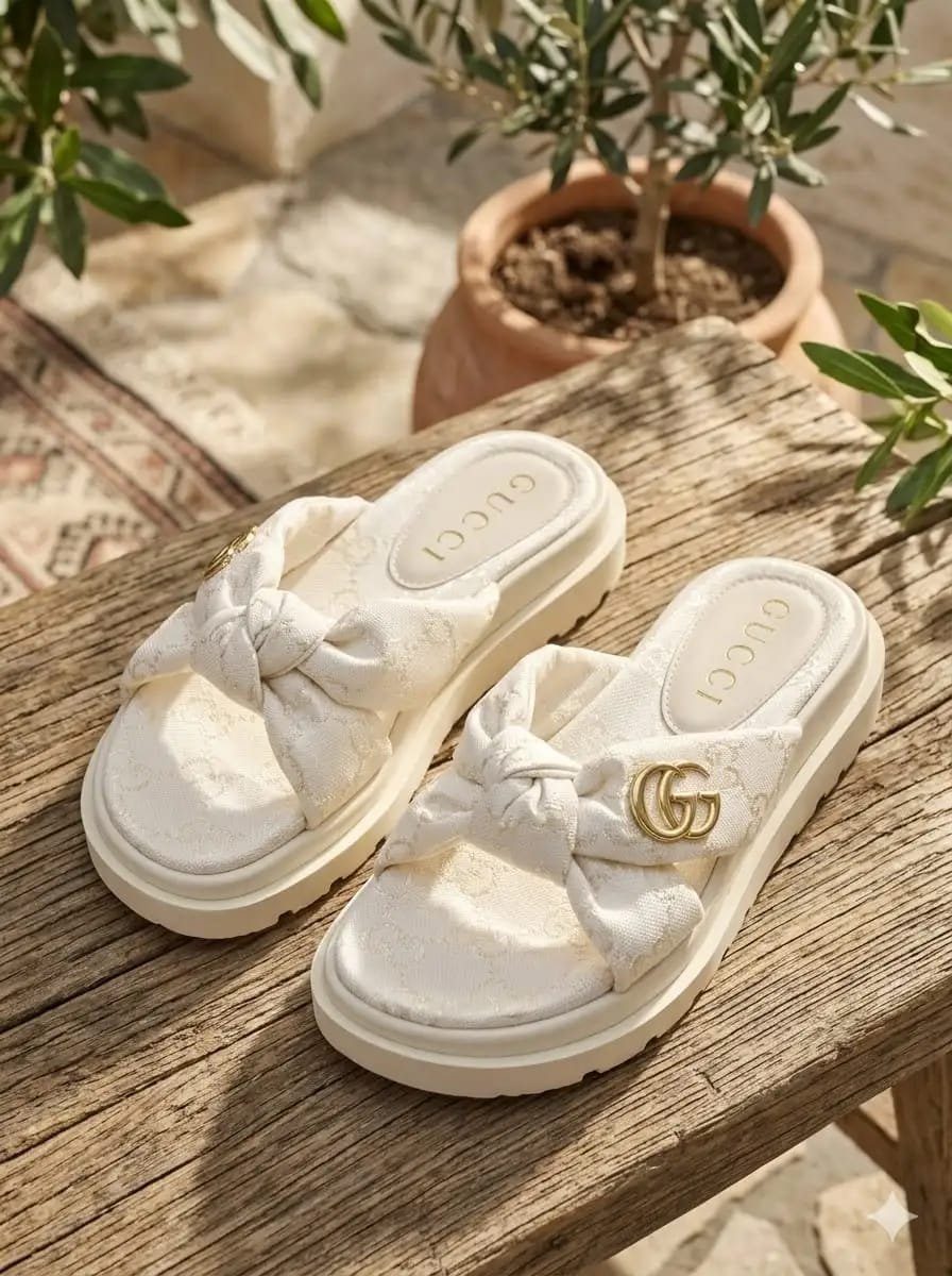 SANDALIA GUCCI TRANÇADA - BRANCO/BRANCO