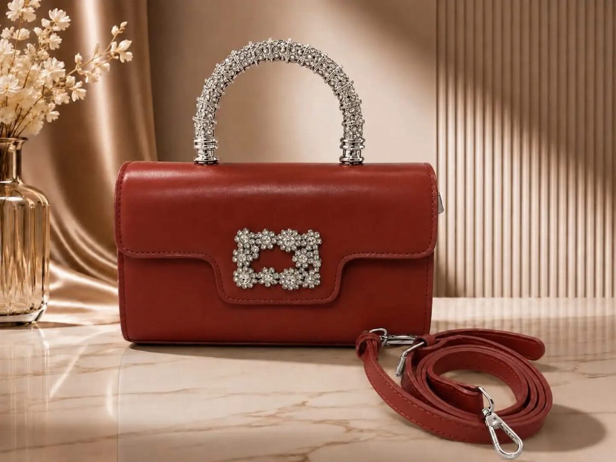 BOLSA FEMININA PEDRINHAS - VERMELHO