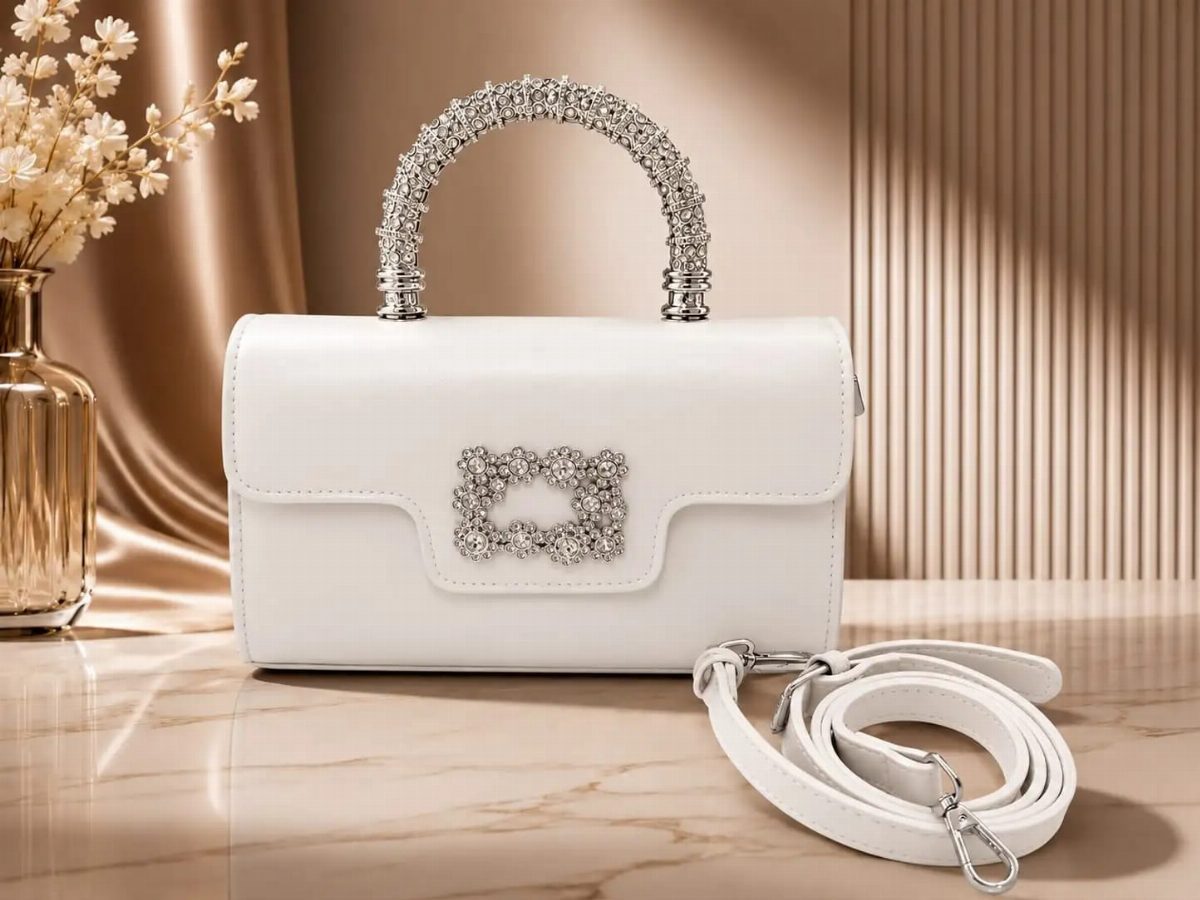 BOLSA FEMININA PEDRINHAS - BRANCO