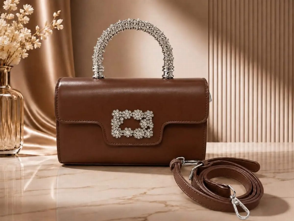 BOLSA FEMININA PEDRINHAS - CAFÉ