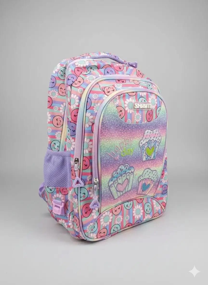 MOCHILA GLITTER - LILÁS/CIANO HORIZONTAL