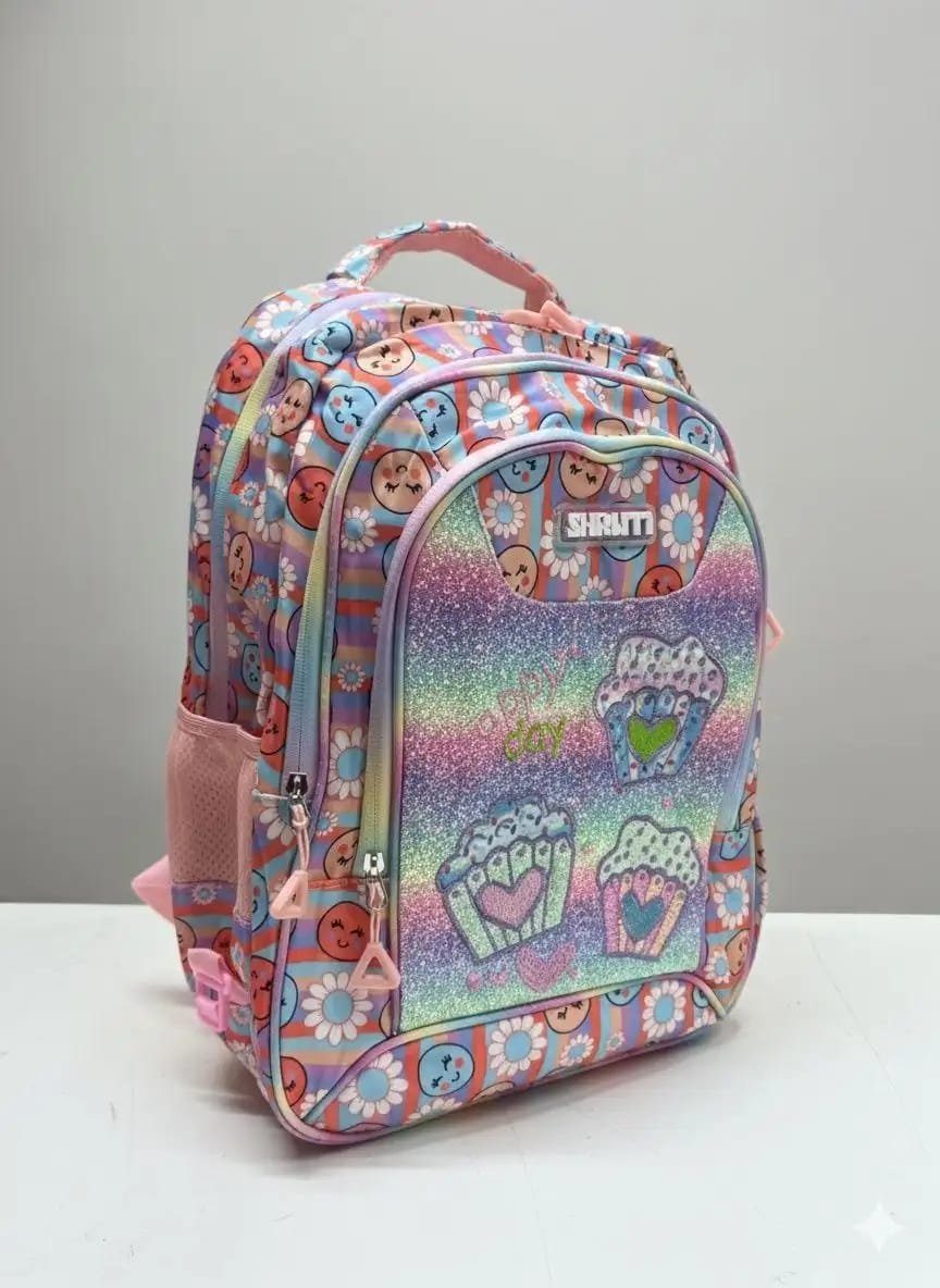 MOCHILA GLITTER- ROSA/CIANO - HORIZONTAL