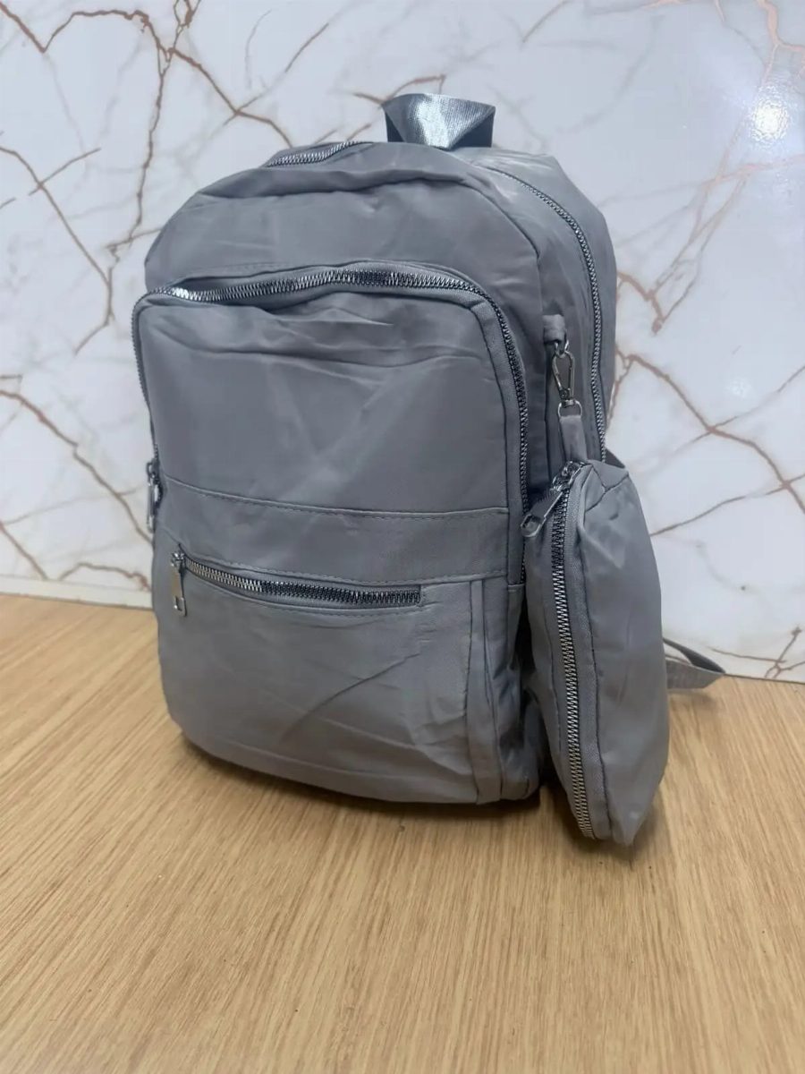 MOCHILA FEMININA + ESTOJO - CINZA