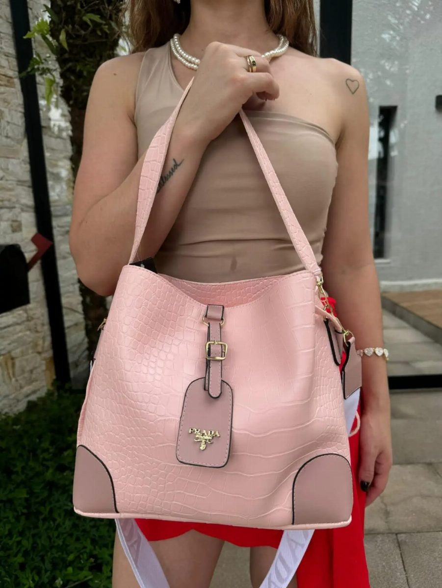 BOLSA PRADA BUCKET - ROSA