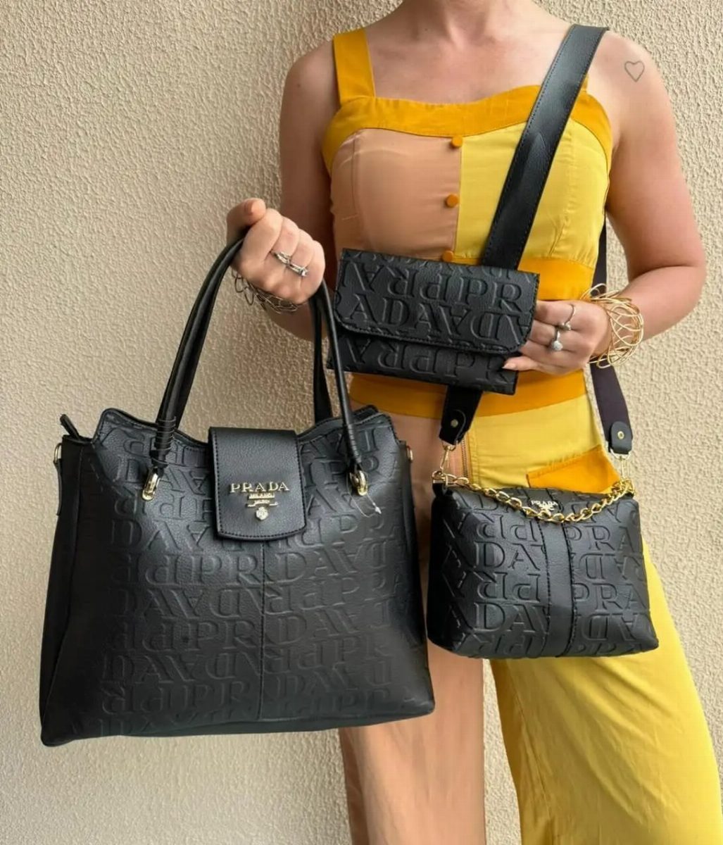 KIT LUXO PRADA 3 PEÇAS - PRETA