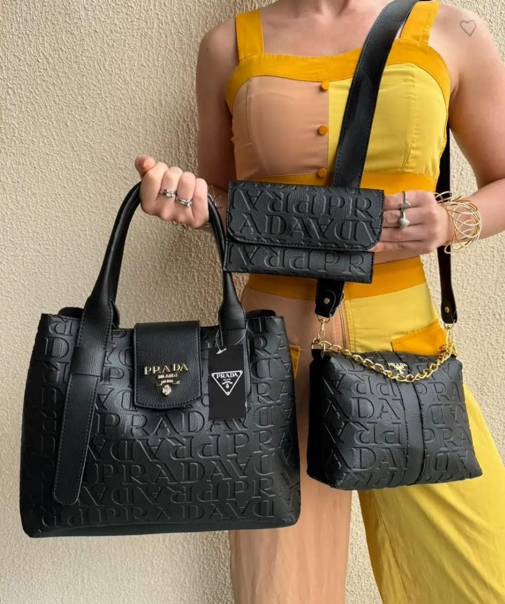 KIT 3 PEÇAS PRADA - PRETA