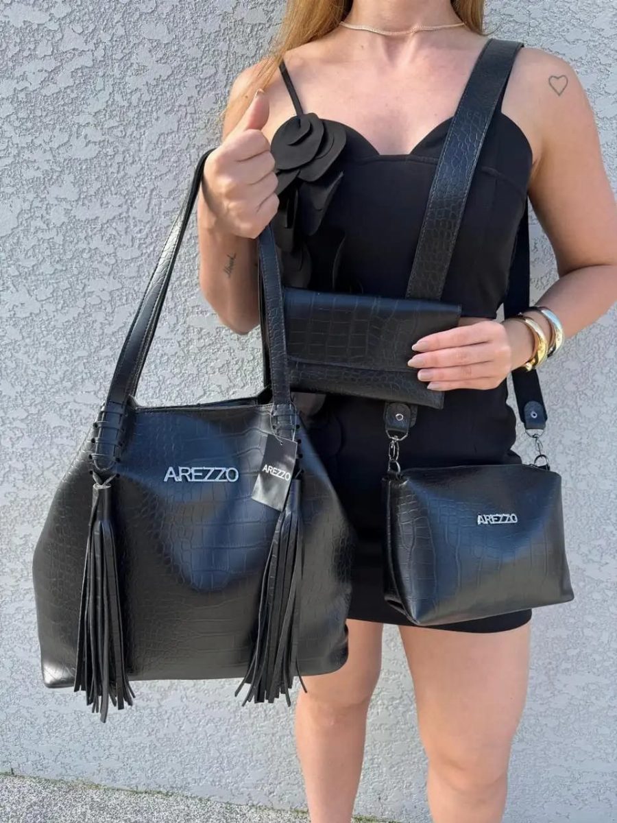 KIT AREZZO 3 PEÇAS LACINHO - PRETO