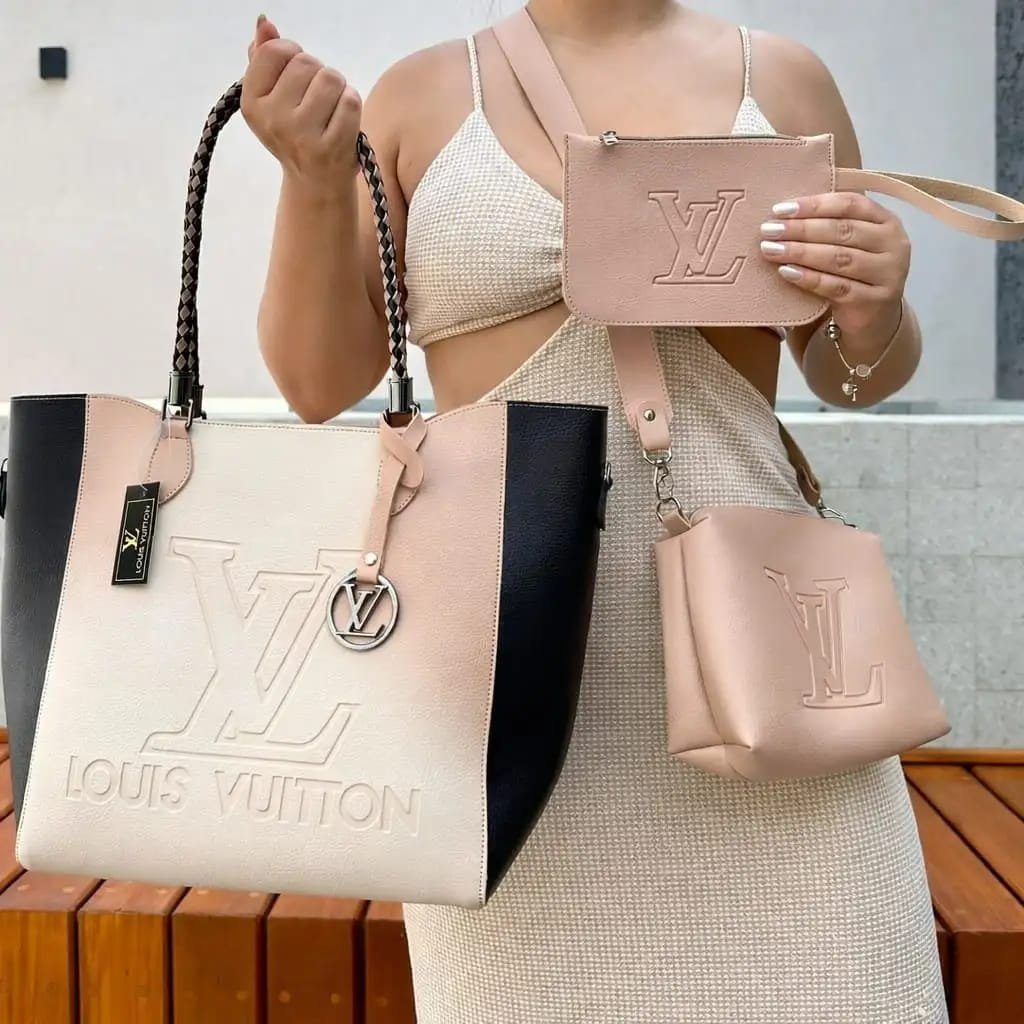 BOLSA LV DUO 3 PEÇAS - OFF/PRETO