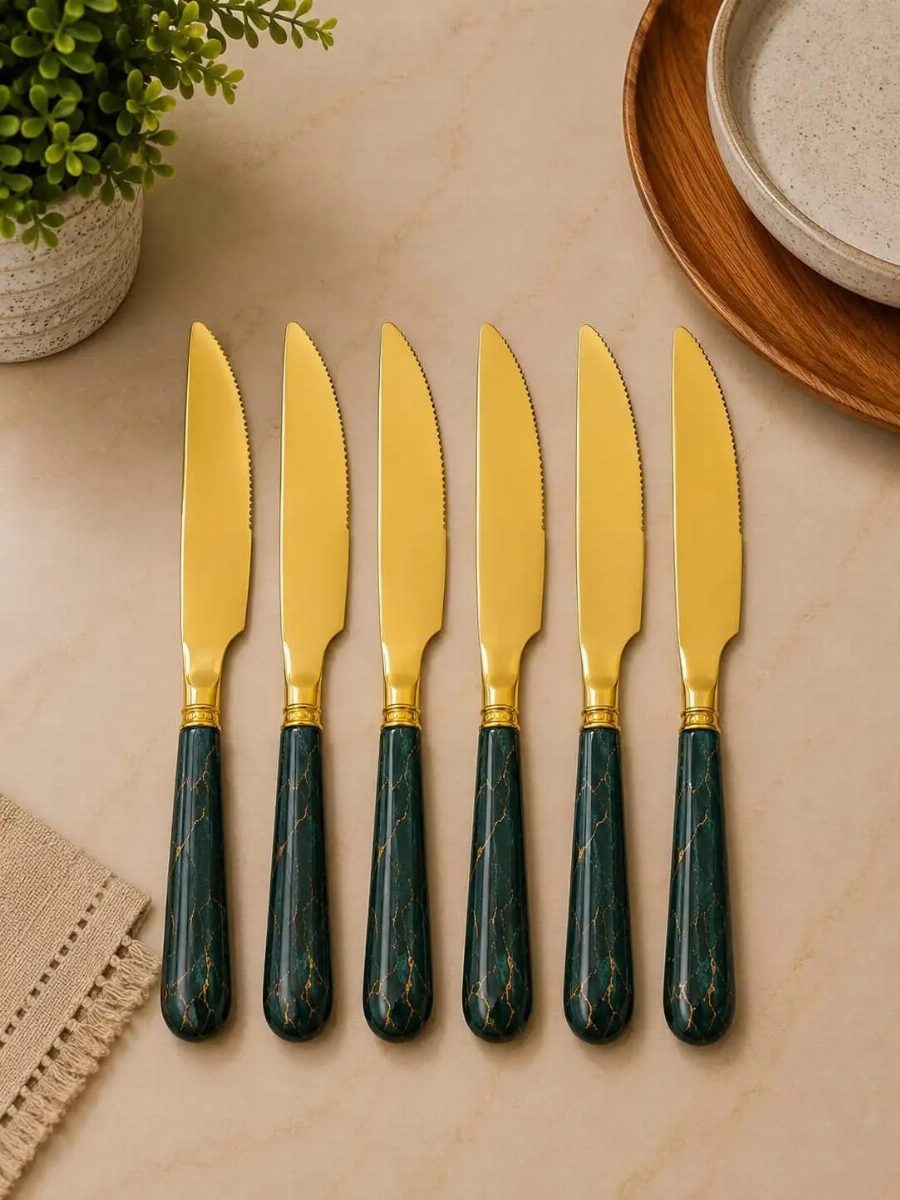 KIT 6 FACAS - VERDE/OURO
