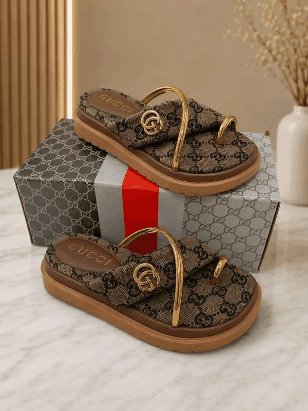SANDÁLIA GUCCI ARO - MARROM/OURO