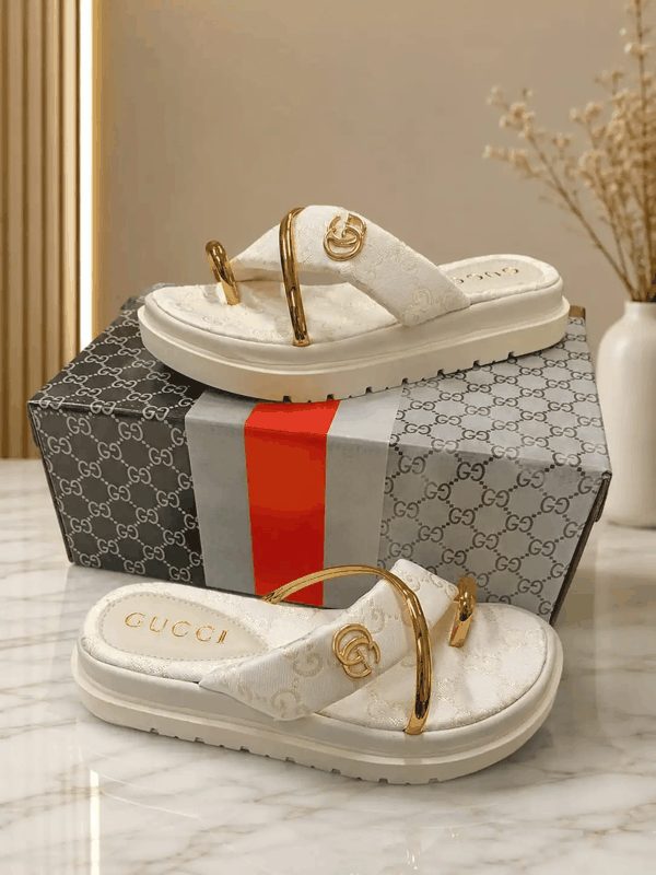 SANDÁLIA GUCCI ARO - BRANCO/OURO