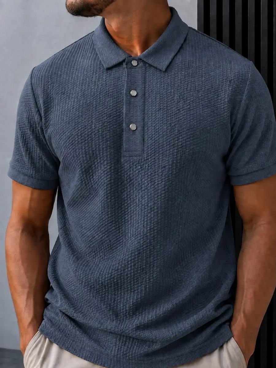 CAMISA POLO TEXTURIZADA - MARINHO