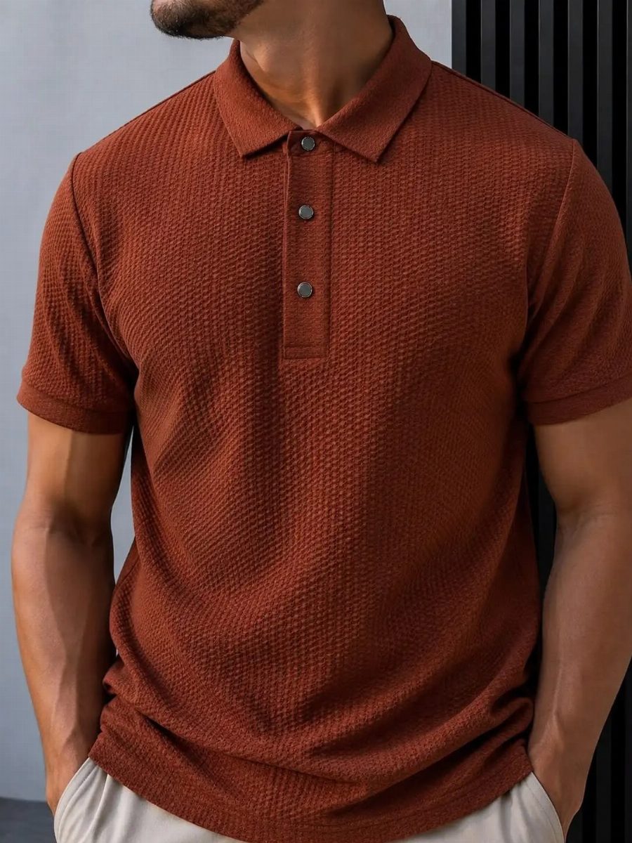 CAMISA POLO TEXTURIZADA - MARROM