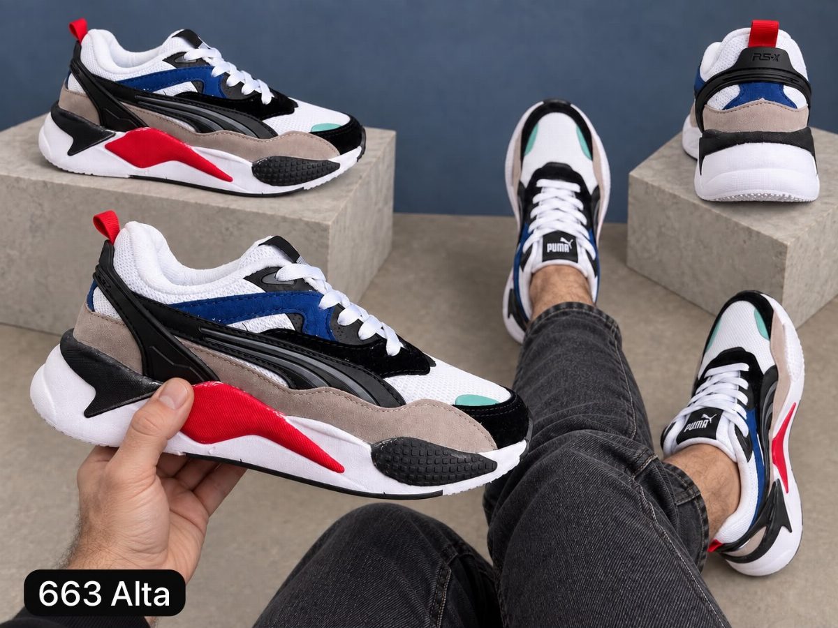 PUMA RS-X - BCO/PTO/VERMELHO