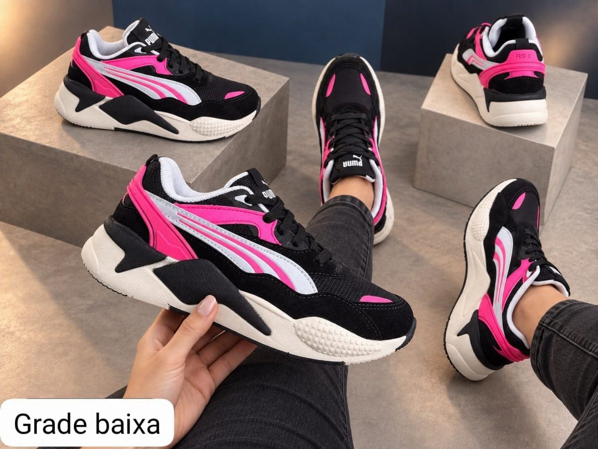 PUMA RS-X - PRETO/ROSA/BRANCO