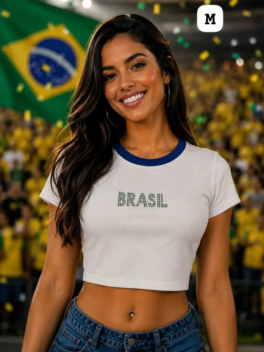 CROPPED BRASIL FEMININO
 - BRANCO/VERDE