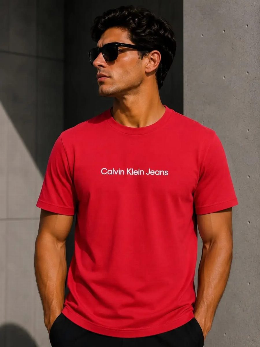 CAMISA PERUANA CALVIN KLEIN - VERMELHO