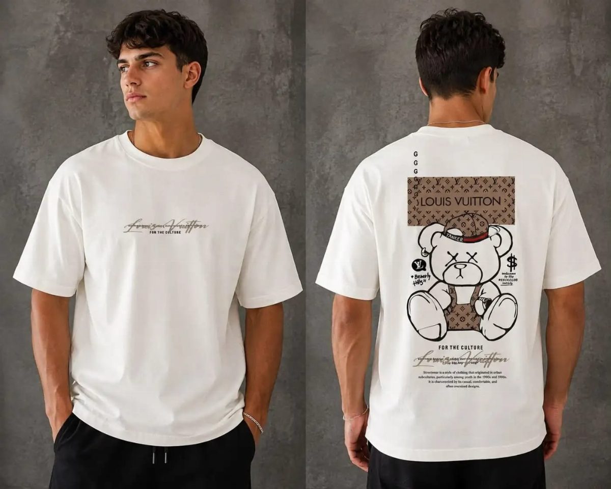 CAMISA OVERSIZED LV MASCULINA - OFF WHITHE