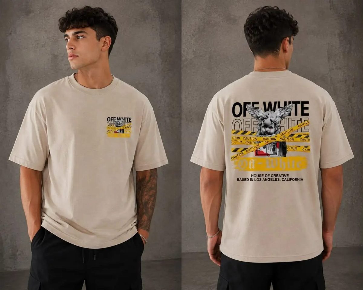 CAMISA OVERSIZED OFF WHITE MASCULINA - BEGE