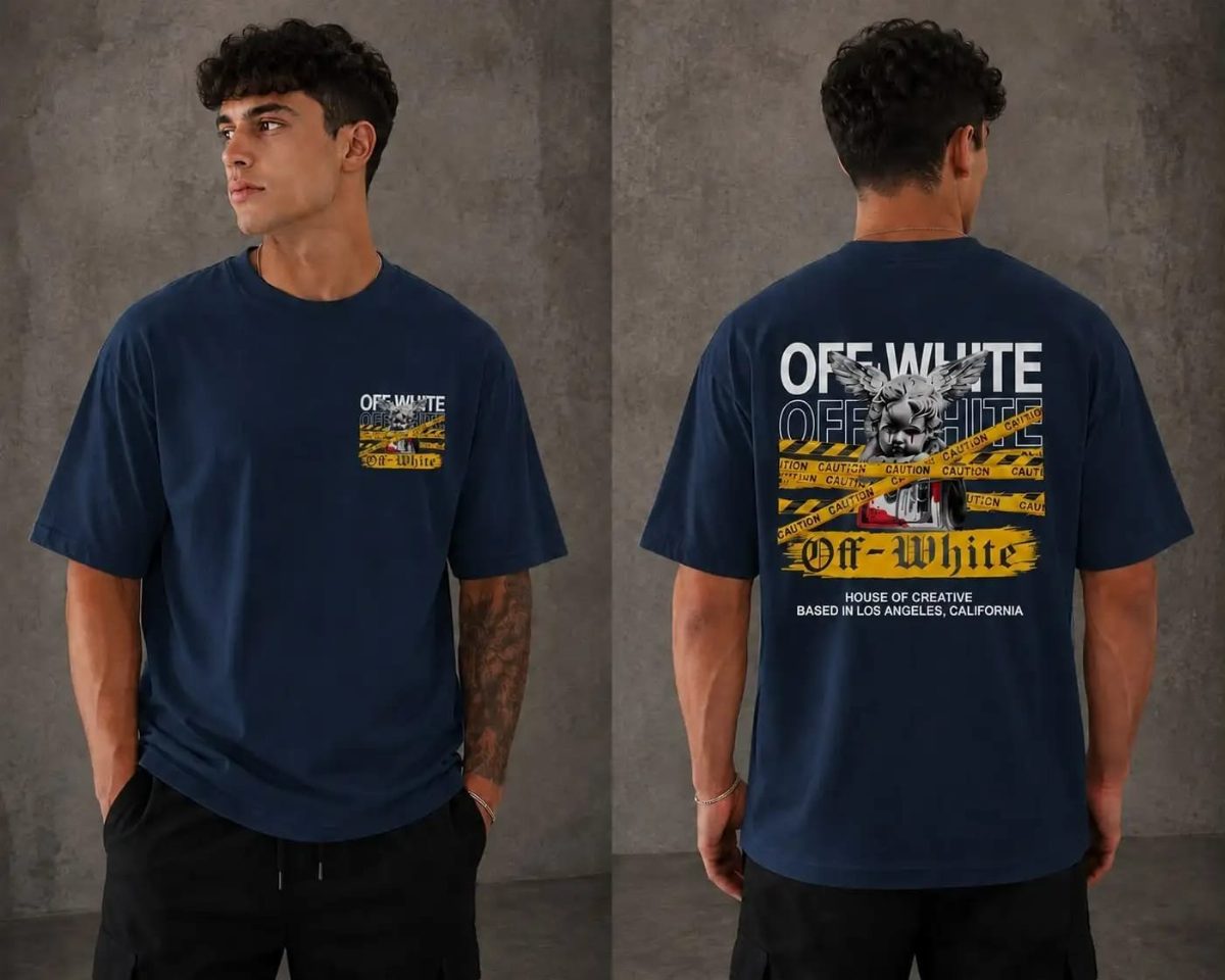 CAMISA OVERSIZED OFF WHITE MASCULINA - MARINHO
