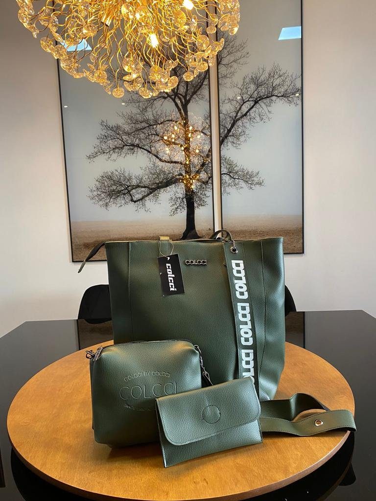 BOLSA SACOLA COLCCI 3 PEÇAS - VERDE
