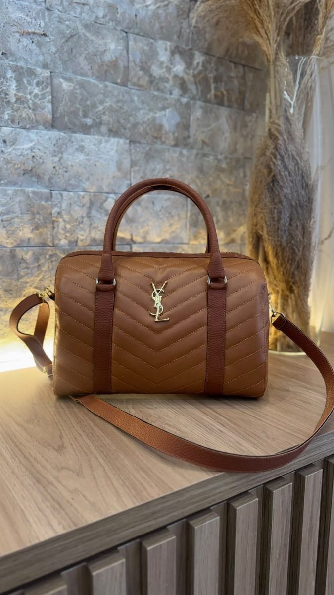BOLSA BAÚ YSL - CARAMELO