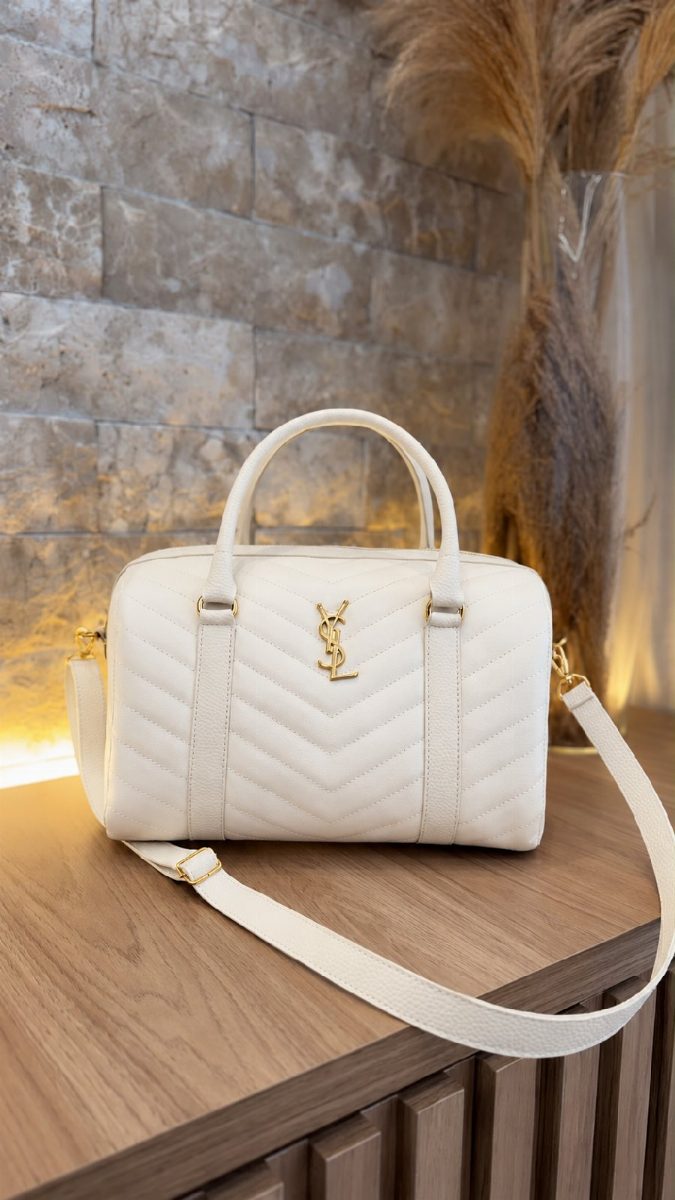BOLSA BAÚ YSL - OFF WHITE
