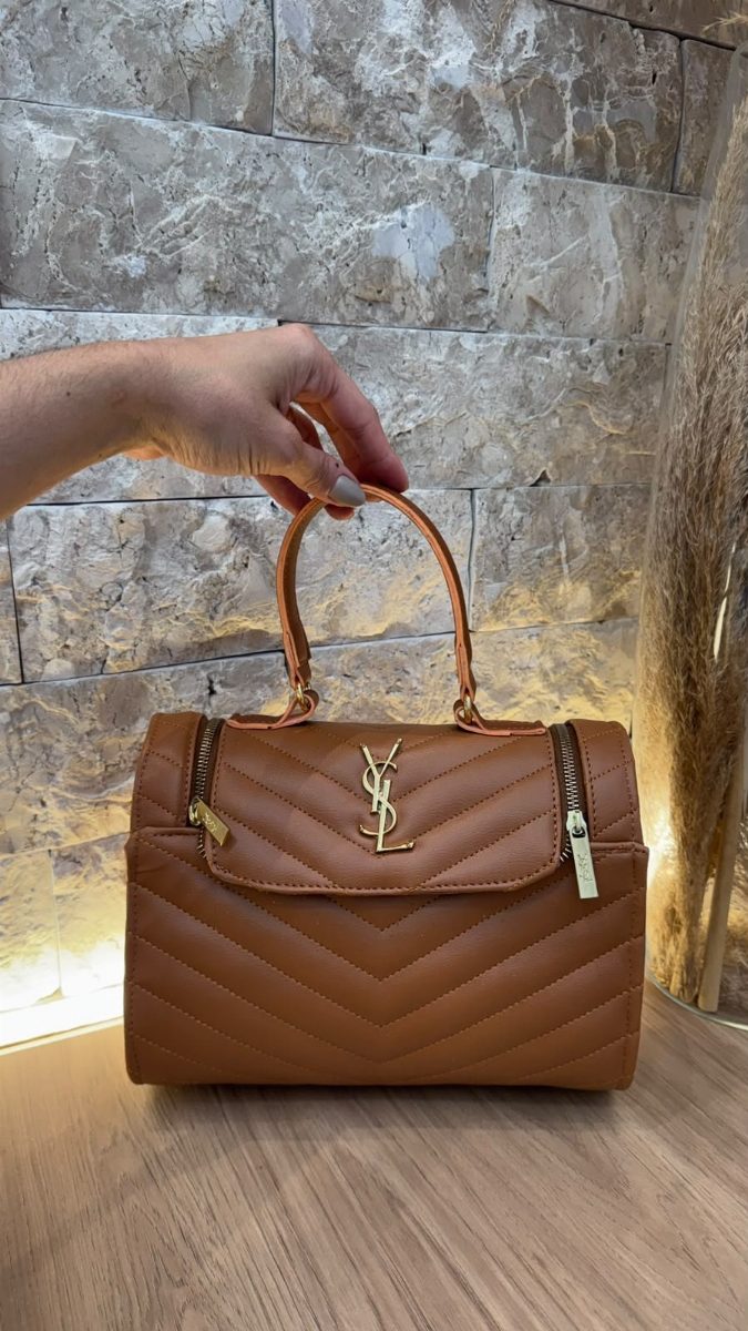 BOLSA BAÚ YSL II - CARAMELO